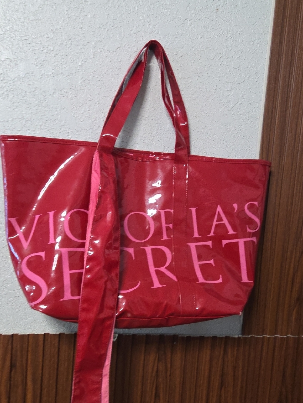 Victoria's Secret Red Tote with Pink Logo